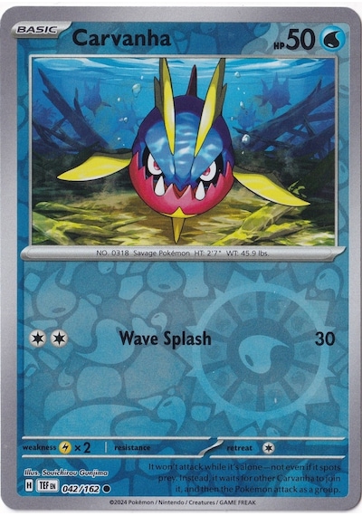 Carvanha Reverse Holo 042/162 - Temporal Forces - Pokemon Kartı Mint