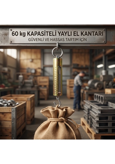 Özel Üretim Dayanıklı Çelik Büyük Yaylı Demir El Kantarı 60 Kg Kapasiteli Mekanik El Terazisi Çok Renkli