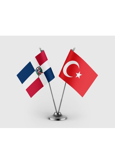 Dominik Cumhuriyeti Ve Türkiye Bayrağı İkili Saten Masa Bayrağı Takımı Diğer