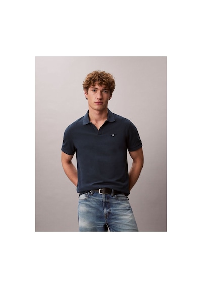 Calvin Klein Erkek Normal Kesim Pamuklu Kısa Kollu Lacivert Polo Yaka T-shirt-16176 Lacıvert