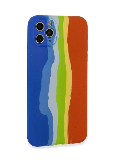 Newface - 361 - İphone 11 Pro Kılıf Ebruli Lansman Silikon - Kmrsfres - - Mavi-turuncu
