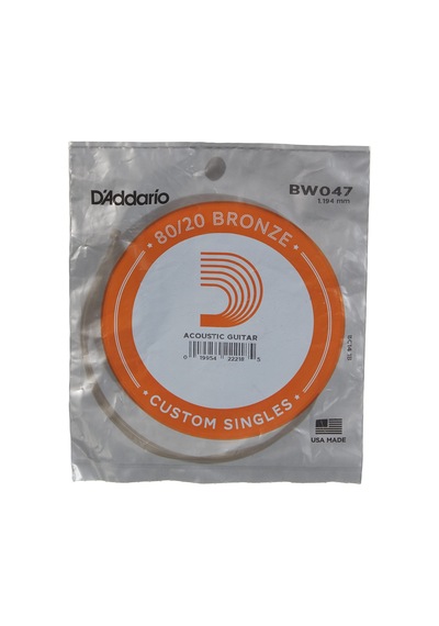 Daddario Bw047 Akustik Tek Tel, 80/20 Bronze Wound, 047, Mi Pak