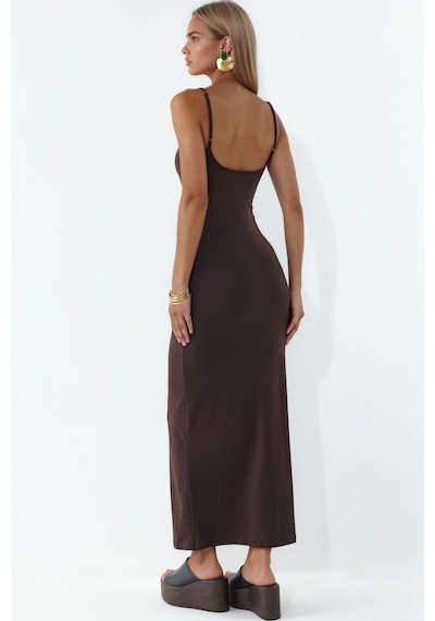 Hiccup Busem Kolsuz Midi Slip Elbise Siyah 02