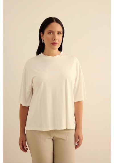 Aker Basic Rayon T-shırt Ekru Ekru