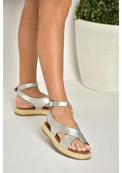 Fox Shoes U973264509 Gümüş Kadın Sandalet Gümüş
