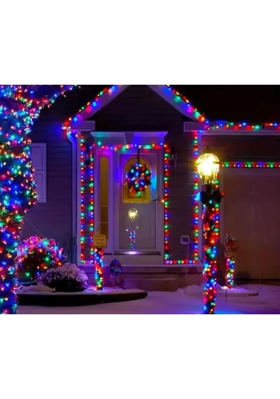 Coverzone 10 Metre Fişli Rgb Led Işık Noel Yılbaşı Ağacı Işığı Led Ampül Çam Ağacı Balkon Merdiven Salon Diğer