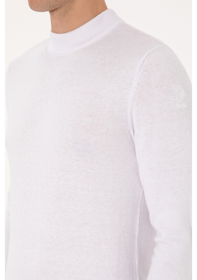 U.S. Polo Assn. Erkek Slim Fit Bisiklet Yaka Beyaz Basic Kazak 50307823-VR013
