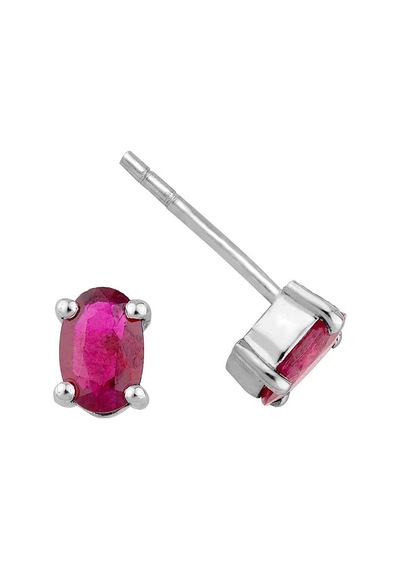 0.95 Karat Yakut Tektaş Küpe Pe1692-3 Beyaz