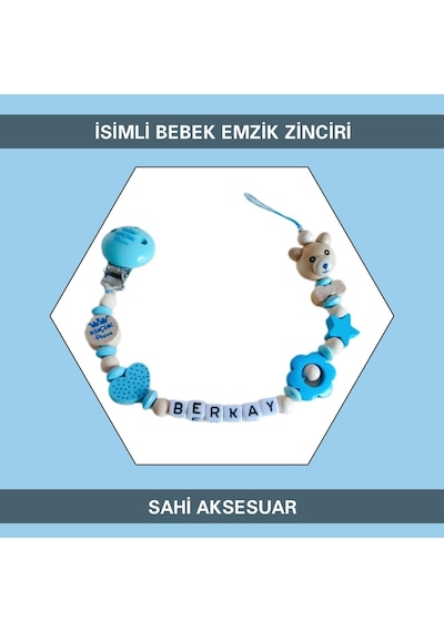 Sahi Aksesuar İsimli Bebek Emzik Zinciri BEZ141 Gri
