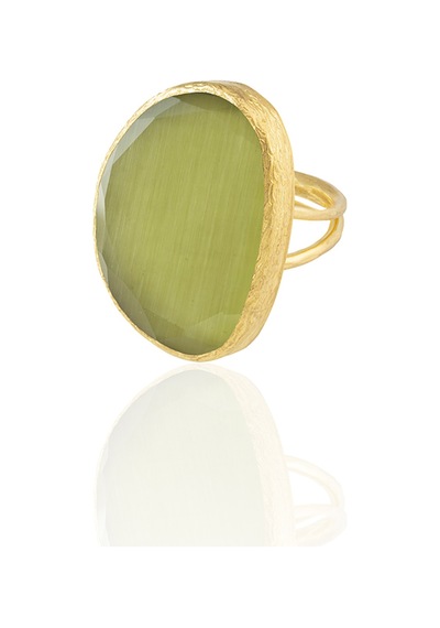 Kadir Jewellery 22 Ayar Altın Kaplama Kadın Fosil Taşlı Yüzük Yeşil 55425360