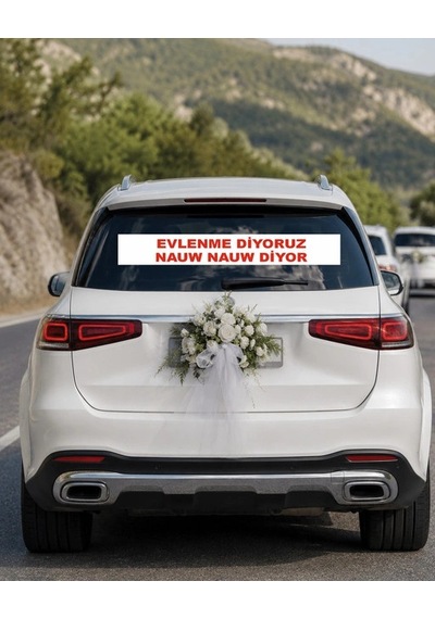 Evlenme Diyoruz Araba Arkası Konvoy Yazısı 100 15 Cm Beyaz