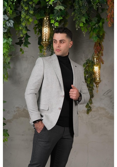 Sir Yünlü Mono Yaka Kaşmir Çift Yırtmaç 6 Drop Kışlık Erkek Tek Ceket Sr67502 001