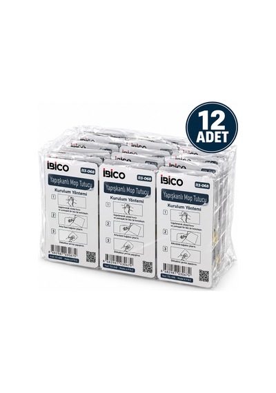 İbico İ13-068 10kg. Taşıma Askı Plastik Mop Sap Tutucu Yapışkanlı Montaj Şeffaf Pvc Plaka - 12'li Paket