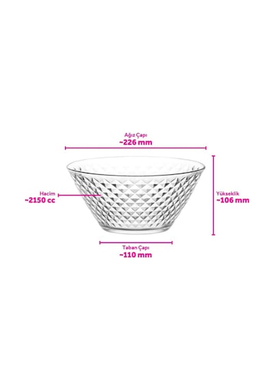 Lav Artemis Cam Salata Kasesi Tekli Ekstra Büyük 2150 ml (Sunum Kasesi , Hazırlık Kasesi)