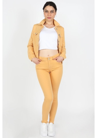 Kadın Gabardin Pantolon Sarı Çok Renkli