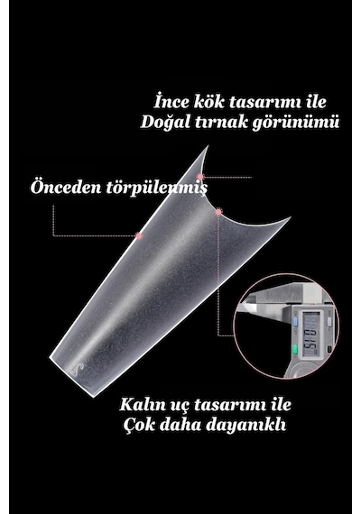 Protez Tırnak 500 Adet Jel Destekli Uzun Küt Yarım Ay Tips Özel Saklama Kutusunda Ekru