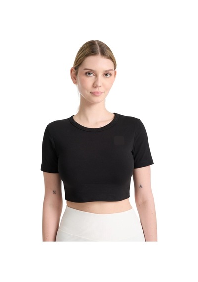 Hnc Sport Kadın Siyah %80 Modal %20 Elastan Kısa Kol Compression Spor Crop - Nefes Alan Ve Esnek Crop