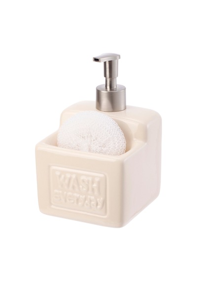 Buççin Online Mağaza Cleo Sünger Tutuculu Sıvı Sabunluk - 610 Ml Tr-6917 Seramik Bej Çok Renkli