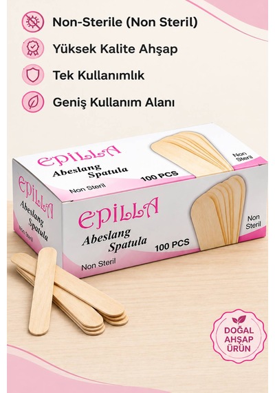Epilla 100'lü 4 Paket Abeslang Tahta Dil Çubuğu Basacağı - Ağda Spatulası, Avantaj