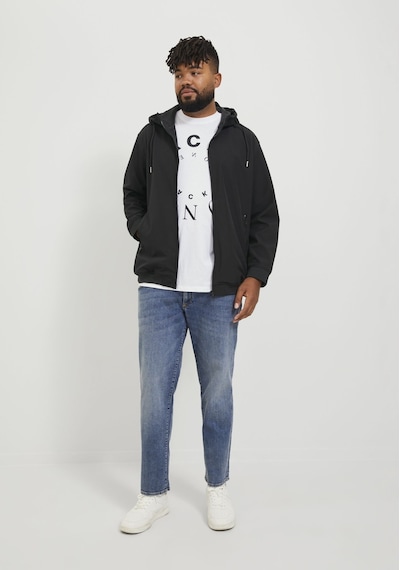 Jack & Jones Büyük Beden Kapüşonlu Ceket - Basic 12236331 Black Siyah