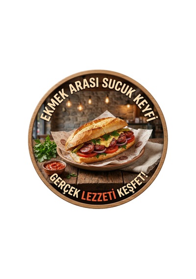 Mayeka Ekmek Arası Sucuk Temalı Büfeler Cafeler Köfteciler İçin Ahşap Duvar Kapı Dekoratif Süs Tablo 18