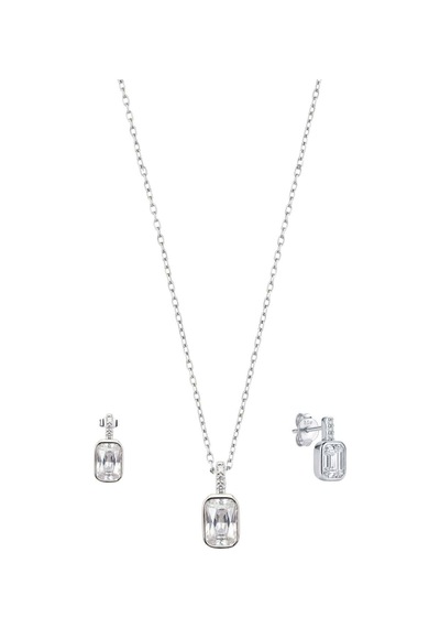Oya Silver Minimal Baget Kesim Zirkon Taşlı Gümüş Kolye Küpe Seti Oysy272