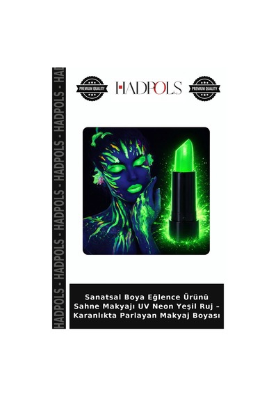 Sanatsal Boya Eğlence Ürünü Sahne Makyajı Uv Neon Yeşil Ruj Karanlıkta Parlayan Makyaj Boyası YEŞİL