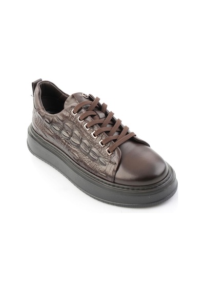 Bambi Kahve Kroko Hakiki Deri Erkek Sneaker E01398070911