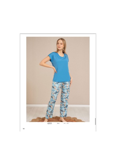 Baha Perfect Club Kadın Bisiklet Yaka Yarım Kol Pijama Takımı 4355 - 1 Adet Mavi