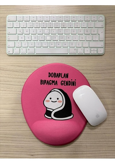 Dobarlan Bıragma Gendini Baskılı Bilek Destekli Oval Mouse Pad Pembe