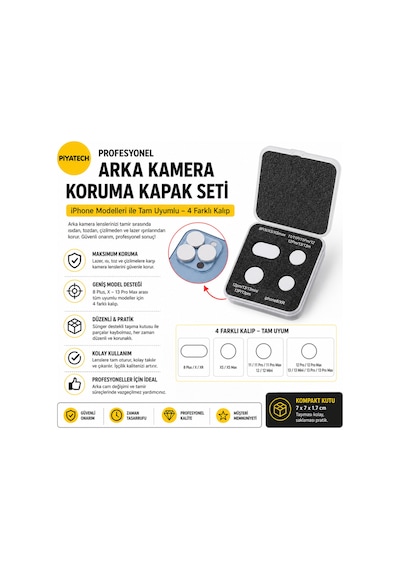 Iphone Uyumlu Lazer Cam Değişimi Ve Tamir Esnasında Arka Kamera Koruyucu Kapak Seti 4lü