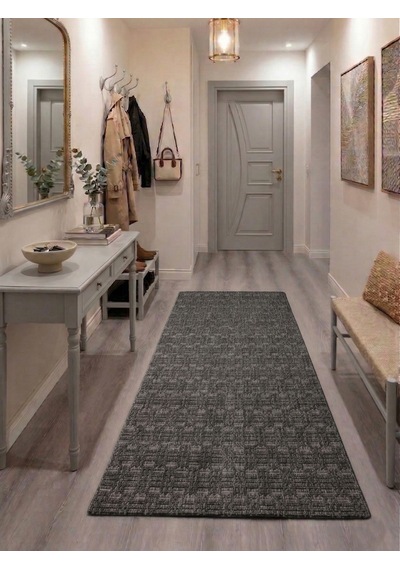 My Evilla Antrasit Çizgili Desenli Kaymaz Taban Yıkanabilir Halı Ultra Yumuşak Su Emici Dekoratif Lüks Salon Mutfak Koridor Çocuk Odası Halısı Poltonczgl001
