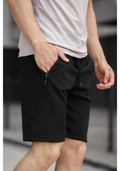 Oksit Sams Fermuarlı Detaylı Dokuma Slim Fit Likralı Erkek Bermuda Şort 001