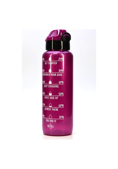 Su Matarası Tritan Geniş Ağız Su Şişesi Motivasyon Spor Matarası Suluğu Bpasız 1000 Ml Mor T0103