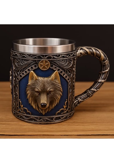 3d Kurt Kafası Tasarımlı Metal Kupa Bardak Diğer
