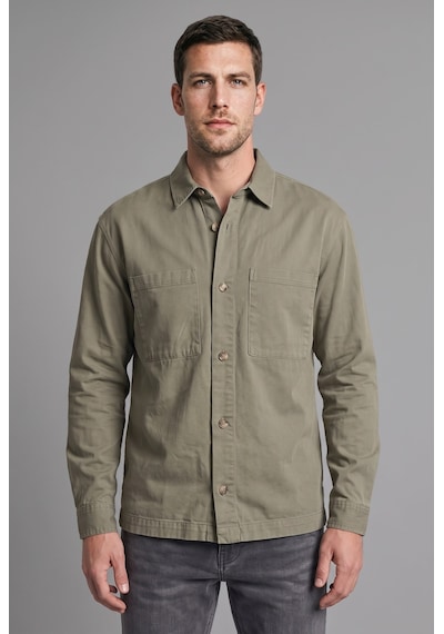 Defacto Boxy Fit Polo Yaka Çift Cepli Pamuklu Uzun Kollu Gömlek H4590ax26aukh465 Haki-kh465
