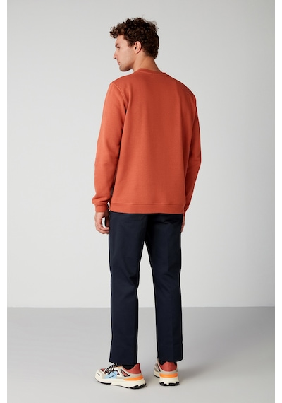 Grimelange Travıs Erkek Organik Kumaşlı Yumuşacık Regular Fit Yuvarlak Yakalı Turuncu Sweatshirt