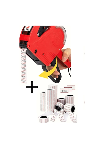 8 Hanel Ürün Fiyat Basma Etiketleme Makinesi Makinası Aleti + 10lu Paket Rulo Etiket