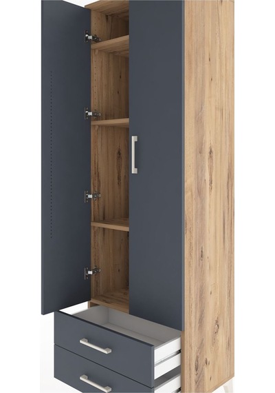 Hyperion Dolap 4 Raflı 2 Çekmeceli 2 Kapaklı 60x44x195 Çam-an... Çam