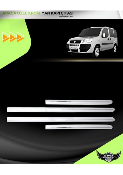 Fiat Doblo 2000-2006 Araca Özel Üretim Krom Yan Kapı Çıtası A+ Paslanmaz Çelik