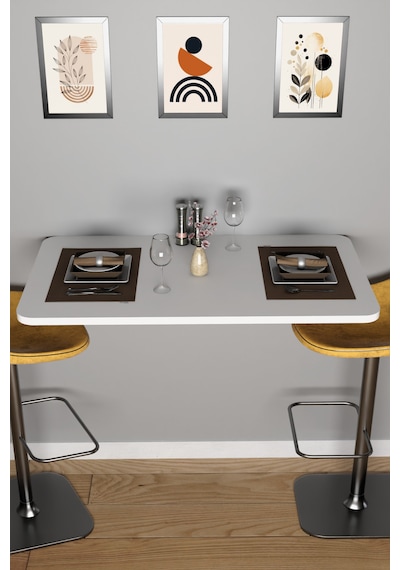 Katlanabilir Duvara Monte Mutfak Masası - 50x90 Cm Yemek Ve Hazırlık Masası Beyaz