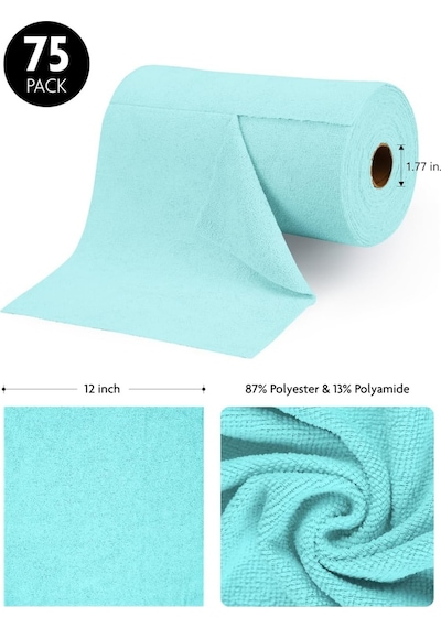 Çok Amaçlı Rulo Mikrofiber Temizlik Bezi 30x30 75 Yapraklı Mavi Mavi