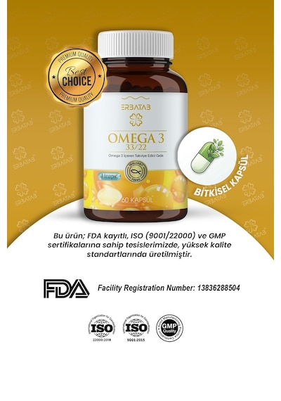 Erbatab Omega 3 Balık Yağı 60 Kapsül Erbatab Omega 3 Balık Yağı 60 Kapsül