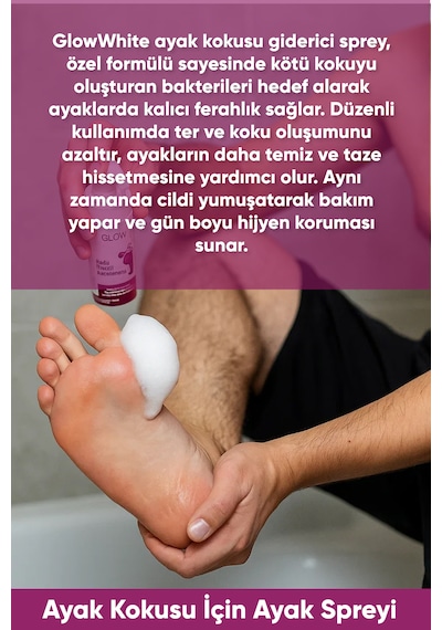 Glow Whıte Ayak Koku Giderici Sprey 100 Ml Okaliptus & Nane Yağı Içerikli