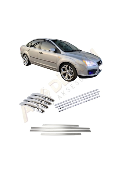 Ford Focus 2 Sedan 2005-2010 Krom Yan Set Cam Çıtası+kapı Kol+yan Kapı Çıtası