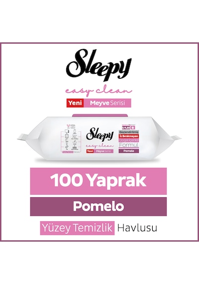 Sleepy Meyve Serisi Yüzey Temizlik Havlusu Mendili Pomelo 100 Yaprak Beyaz