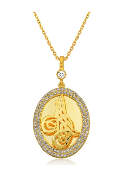 Gümüş Tuğralı Oval Kadın Kolye (531911442)