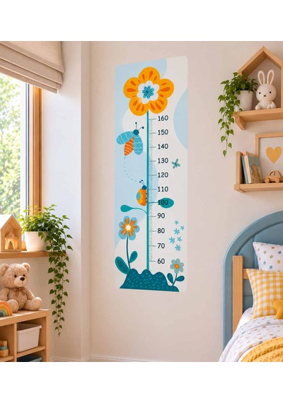 Çocuk Odası Boy Ölçer Duvar Stickerı Dijital Folyo Baskı, Dekoratif Boymetre