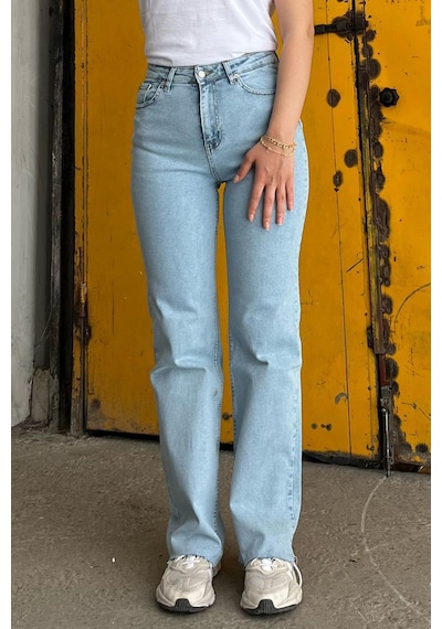 Madmext Mavi Büyük Beden Likralı Kadın Jean Mg2060-mavi Mavi