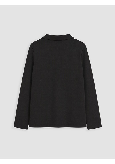 Lcw Comfort Siyah Polo Yaka Soft Touch Kadın Sweatshirt